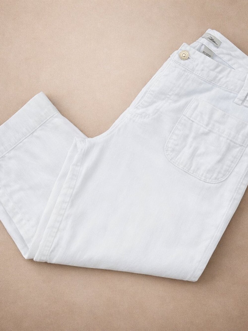 Chico’s Platinum White Stretch Denim Capri Jeans Polished Staple Wide Leg Size 1